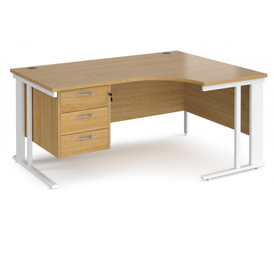 Maestro Cantilever Ergonomic Corner Desk with Fixed Pedestal